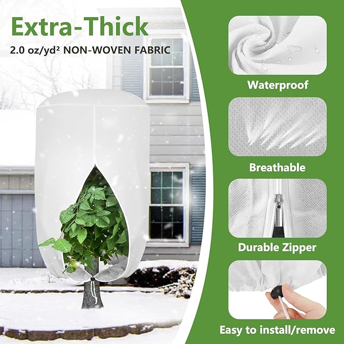 ANGAR Rounded Top Plant Covers Freeze Protection for Winter, Plant Covers for Winter, 75" X 90"