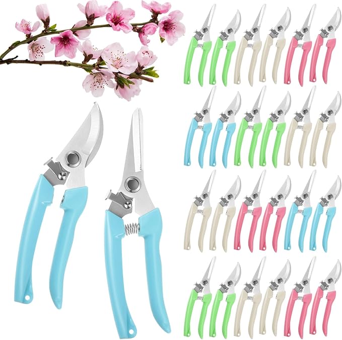 Amylove 24 Pcs Garden Flower Shears Pruning Scissors Heavy Duty Plant Scissors Garden Clippers Hand