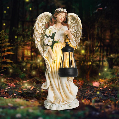 Solar Angel Outdoor Decor Garden Statues – 13.2 inches Angel Figurines Outdoor Sculptures with