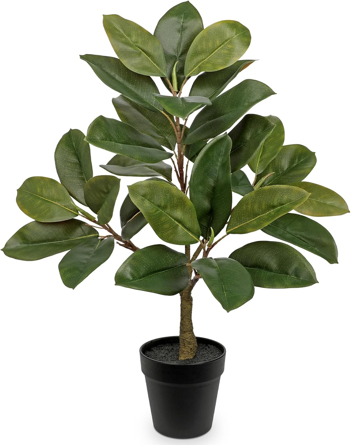 Briful Artificial Magnolia Tree in Black Pot – 26.3in Tall Faux Magnolia Greenery Plant Fake Potted