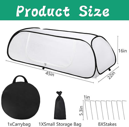 2 Pcs Pop Up Winter Garden Rows Plant Covers, 45" x 22" x 16" Raised Garden Beds Vegetable Rows