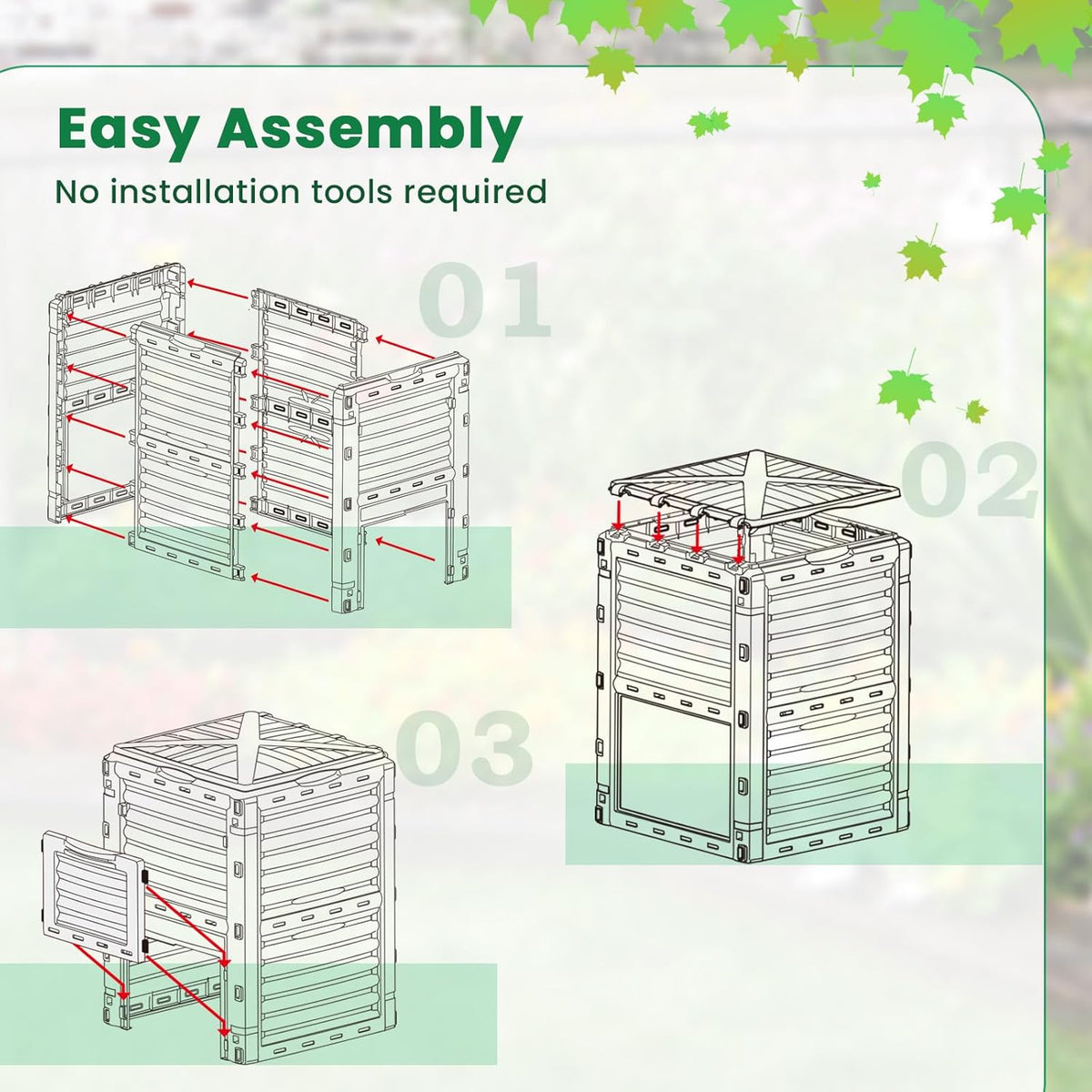 Compost Bin Outdoor, 80 Gallon Garden Compost Bin with Top Lid & Bottom Door, Aerating Outdoor