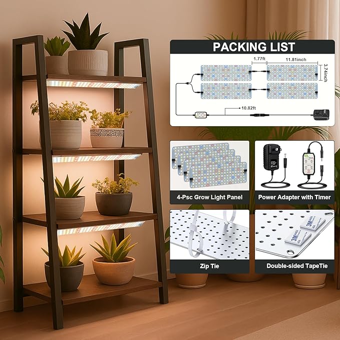 GHodec 40W Panel Grow Lights for Indoor Plants,544LEDs Full Spectrum Grow Lights for Under Cabinet