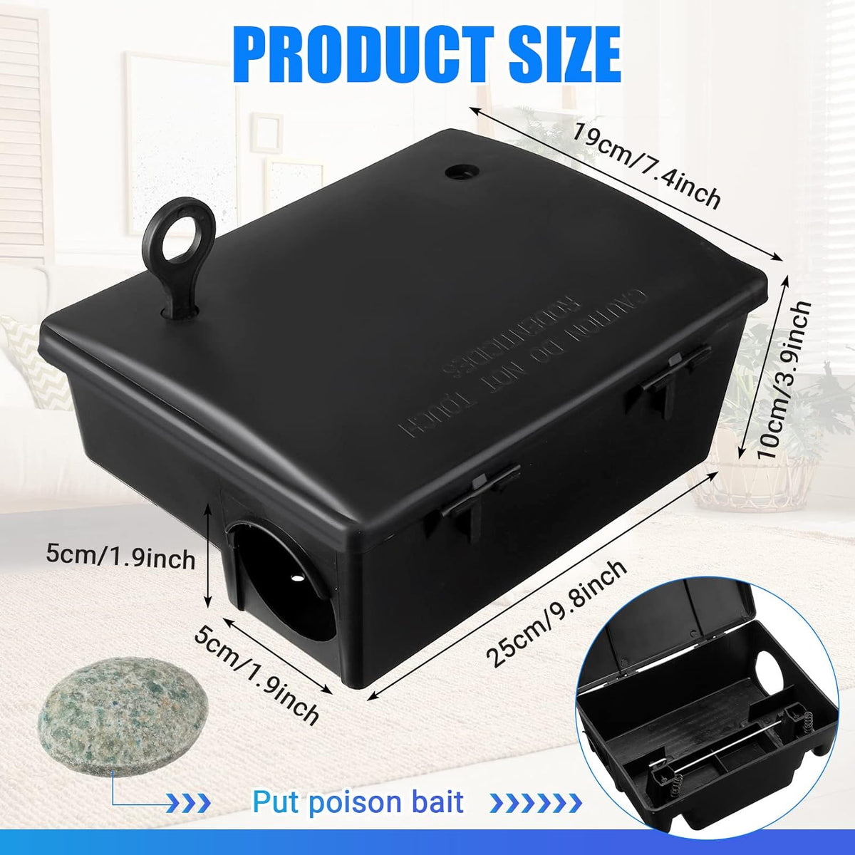 Qualirey 2 Pack Rat Bait Stations Large Rodent with Key Reusable Mouse Stations Mice Blocks Heavy