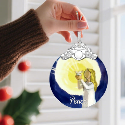 Stained Glass Ornament, Peace Angel Christmas Ornaments, Christmas Decorations for Tree, Holiday