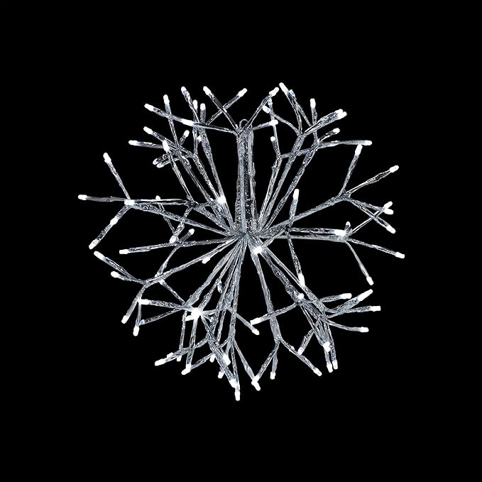 Alpine Corporation 16"H Indoor Holiday 3D Snowflake Hanging Ornament with LED Lights, White