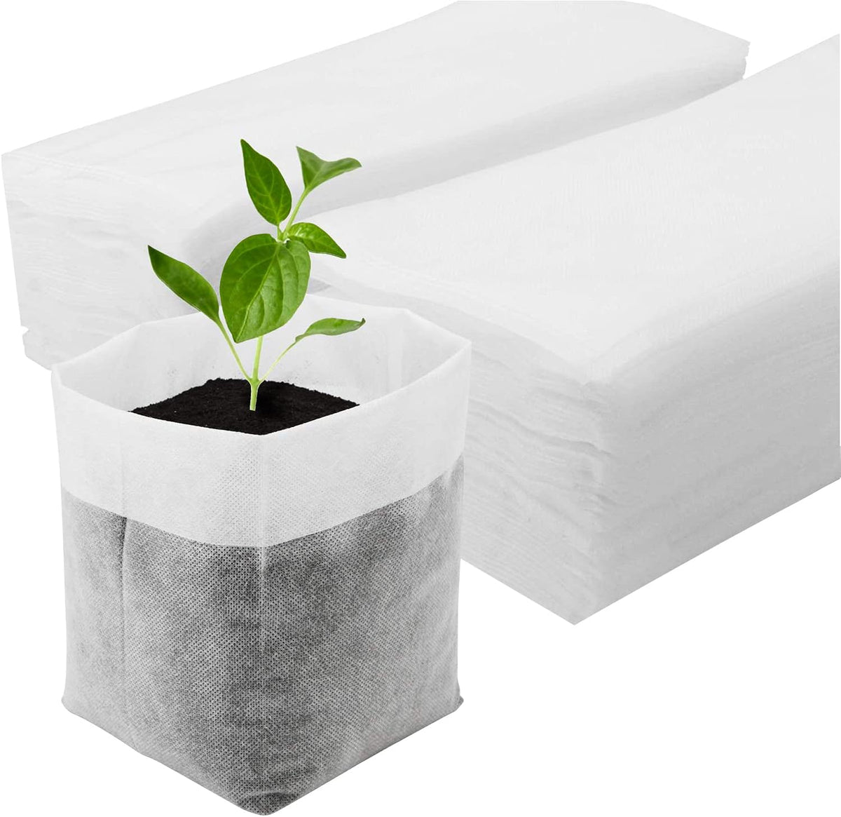 Nursing Growing Pouch, 100pcs 11 x 11.8 in Plant Non-Woven Nursery Bags Large, Fabric Seedling