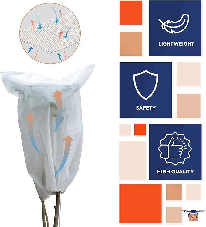 EZGOODZ White Winter Plant Covers Freeze Protection, 31.6 x 47 Inch. Pack of 2 Plant Winter Cover
