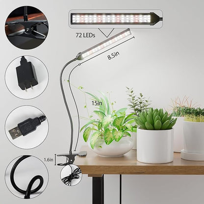 GooingTop Grow Light for Indoor Plants Growing,5000K White Full Spectrum Gooseneck Plant Lamp