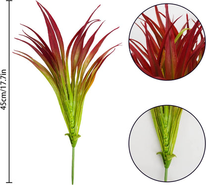16Pcs Artificial Grass Fake Plants 17.3in Outdoor Plants UV Resistant Greenery Stems Fake Grass for