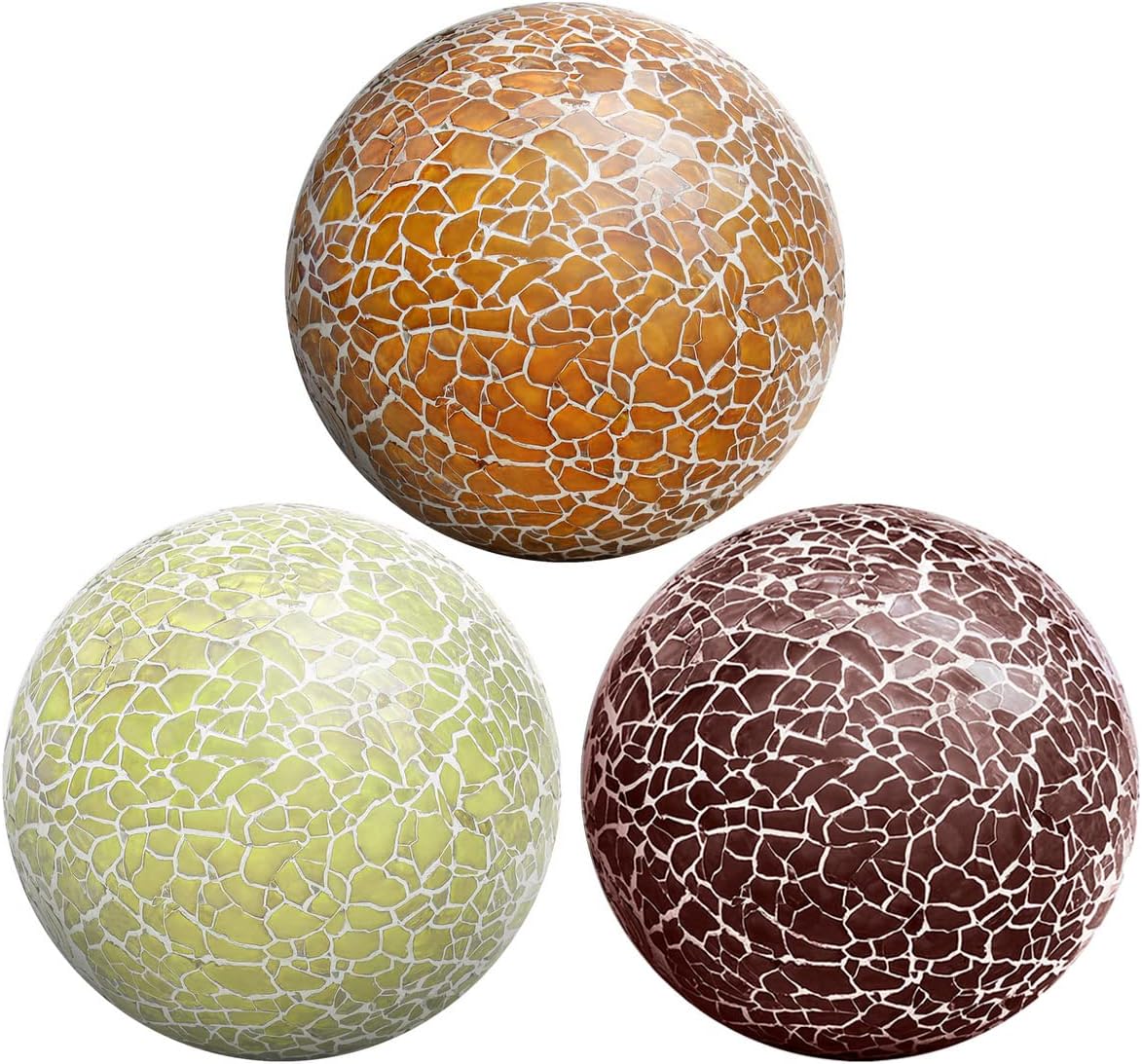 3 PCS 3.35inch Glass Mosaic Sphere Balls Mix Color Table Bowls Vases Centerpieces Set Christmas