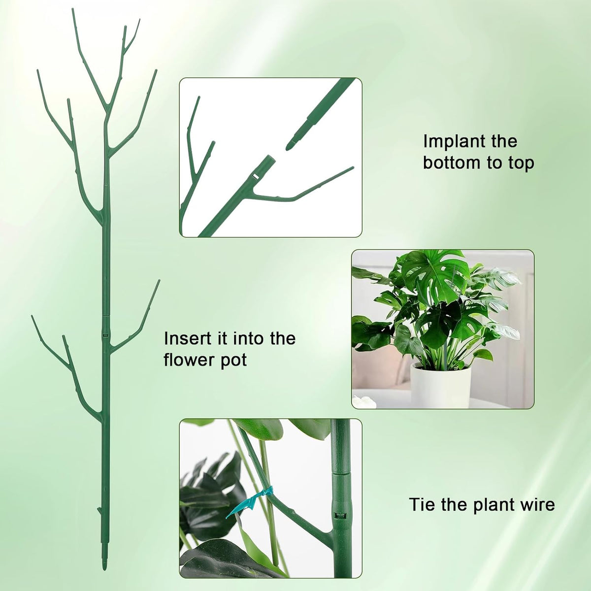 5 Pack Stackable Plant Support Stakes, Climbing Plant Support Structures for Monstera, Pothos