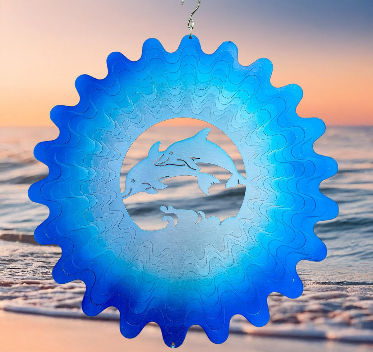 ISEO Dolphin Wind Spinner for Yard and Garden, Hanging Outdoor Decor, Yard Art, Porch and Patio