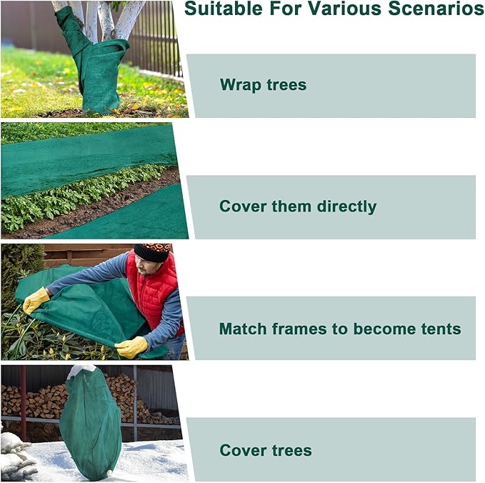 NNG 10x10ft Plant Covers Freeze Protection Frost Blankets 1.35oz/yd² Non-Woven Fabric Floating Row