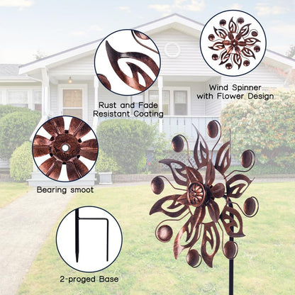 VEWOGARDEN 2PCS Outdoor Wind Spinner,Metal Wind Spinners Yard Decor Pinwheel,Copper Wind Sculptures