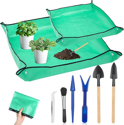 Plant Repotting Mat for Garden, 2 Pcs Waterproof Foldable Indoor Plant Mat Portable Square