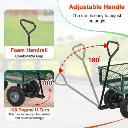 FDW Garden Cart Streel Heavy Duty 500 LBS Capacity，Utility Cart Wagon with Removable Sides and
