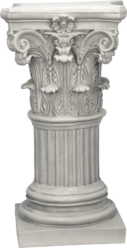 Design Toscano Corinthian Pedestal Column Plant Stand, Medium 29 Inch Tall, Cast Stone Resin