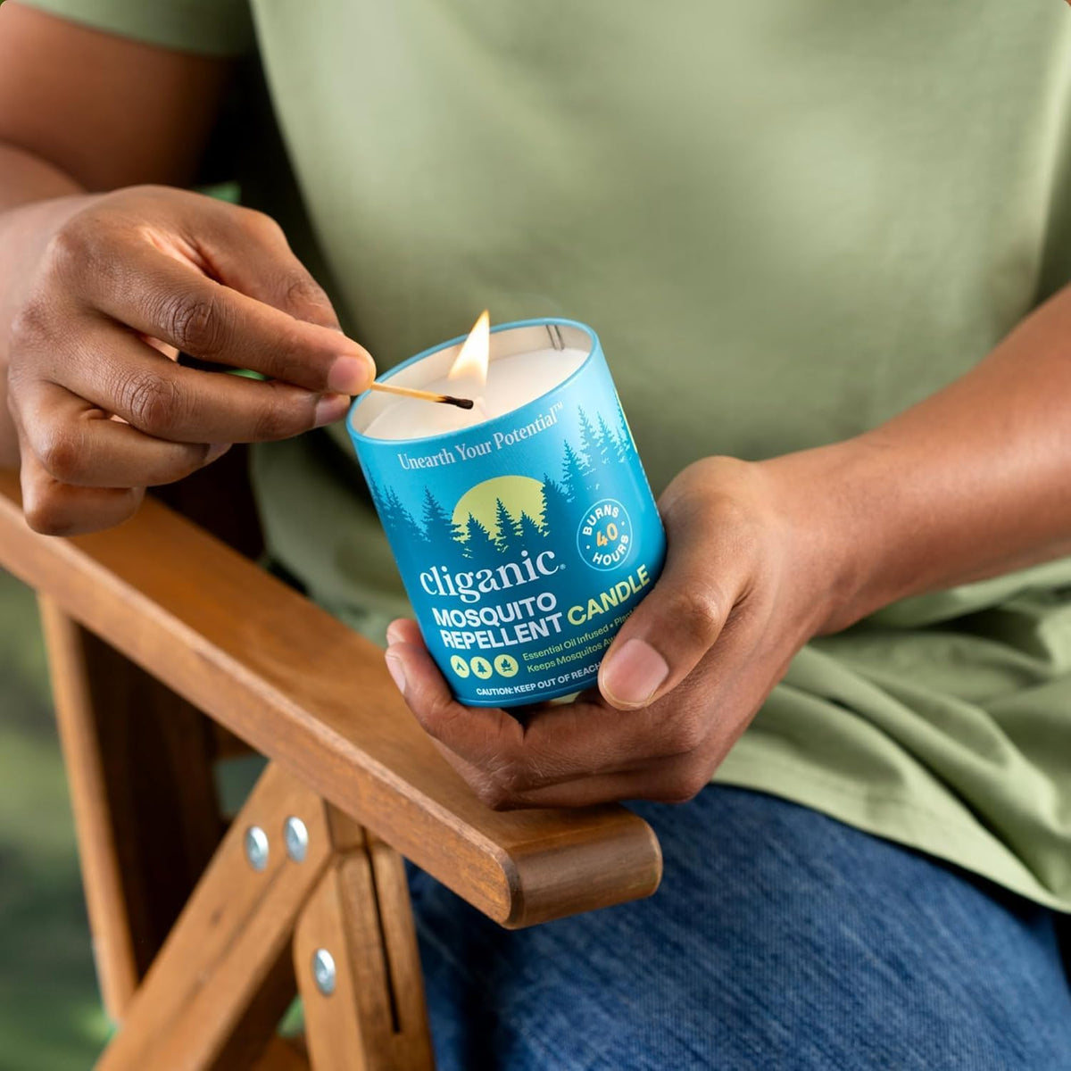 Cliganic Natural Mosquito Repellent Candle (Large 22oz) | Citronella, DEET Free, Essential Oil