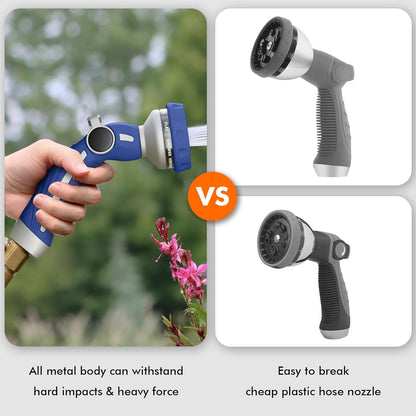 RESTMO Hose Nozzle Heavy Duty, Metal Water Hose Sprayer for Garden, 9 Spray Patterns | High