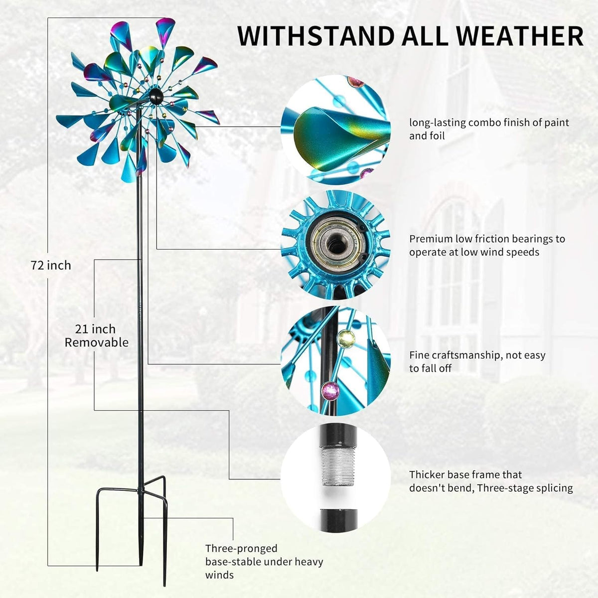 DECOROCA Kinetic Wind Spinners Outdoor - Large Metal Wind Sculptures & Spinners for Yard Patio Lawn