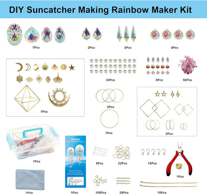 DIY Crystal Suncatcher kit with Wind Chime/Sun and Moon,Sun Catcher Dream Supplies Arts and Crafts