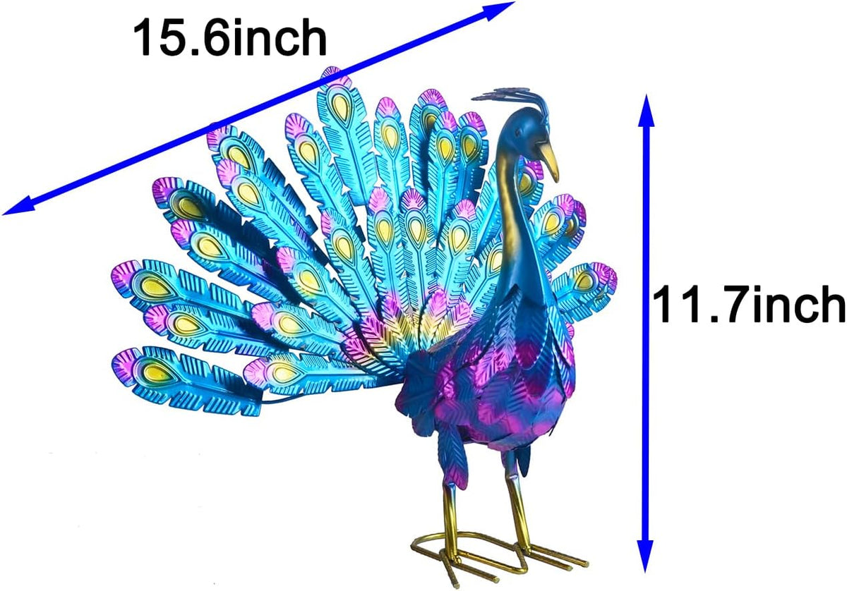 Small Peacock Statue Animal Sculpture Garden Decoration Metal Yard Art for Yard Outdoor Decoration