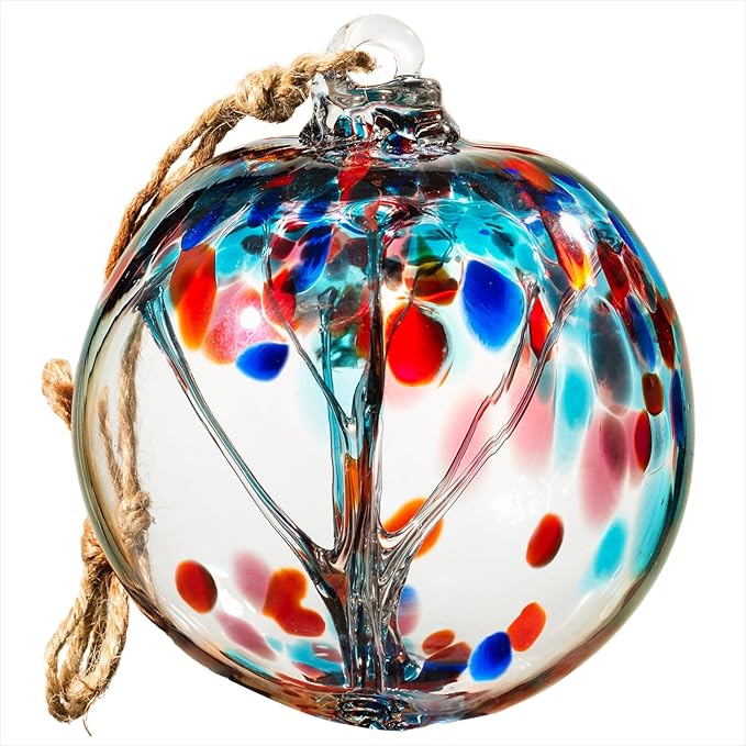4” Tree of Life Witch Balls, Gazing Balls Hanging Friendship Balls, Hand-Blown Glass Christmas