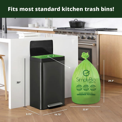 10-13 Gallon Compostable Trash Bags with Flat-Top 50 Bags Thick 0.87 Mil Leakproof Plant-based Tall