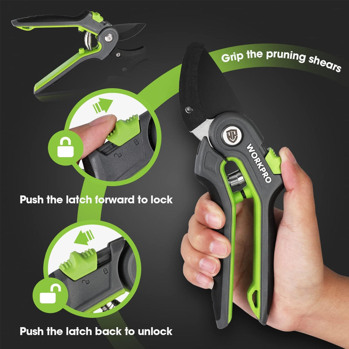 WORKPRO Anvil Pruning Shears, 8’’ Professional Gardening Hand Pruner with SK5 Steel Sharp Blades