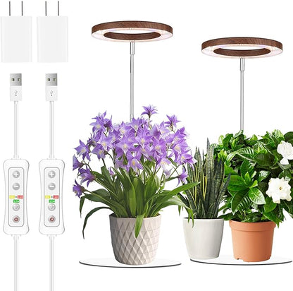 yadoker 144 LEDs Plant Grow Light for Indoor Plant,Aluminum Walnut Wood Grain Desk LED Grow Light