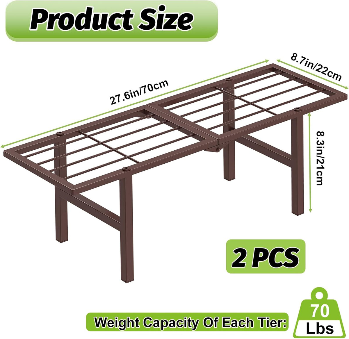 2 Pack Metal Plant Stand Outdoor Indoor, 1 Tier Folding Tiered Corner Flower Display Holder Shelf