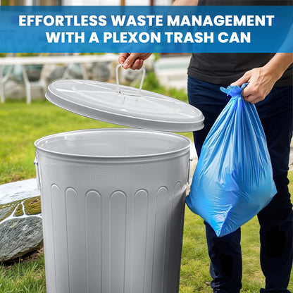 Plexon Large Metal Trash Can with Lid 20 Gallon, Decorative Outdoor Trash Can Heavy Duty Galvanized