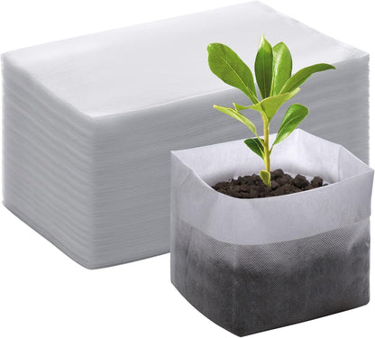 GREANER 100PCS Biodegradable Seedling Bags, 9.8x11 inches Thickened Non-Woven Plant Nursery Bags