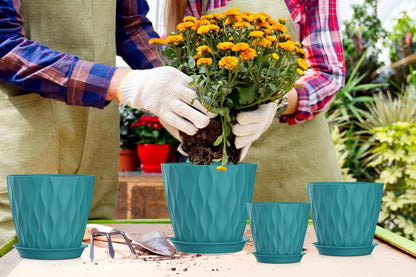 4/4.5/5/5.5/6/6.5/7 Inch Plant Pots,7 Pack Flower Pots with Drainage Holes and Trays,Plastic