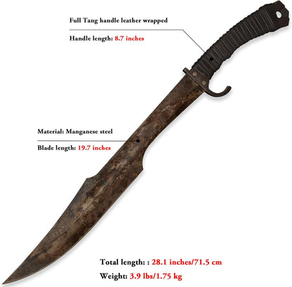 SV Handmade cast Manganese Steel Chopping Blade Sword, Full Tang, Outdoor, Hunting, Camping
