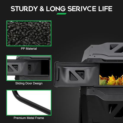 F2C Compost Bin Outdoor 43 Gallon Garden Dual Chamber Composter Bin - Bundled with Pearson's