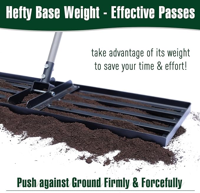 Jardineer Lawn Leveling Rake 36 Inches with 72 Inches Long Handle, Yard Leveling Rakes for Grass