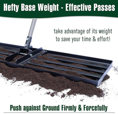 Jardineer Lawn Leveling Rake 36 Inches with 72 Inches Long Handle, Yard Leveling Rakes for Grass