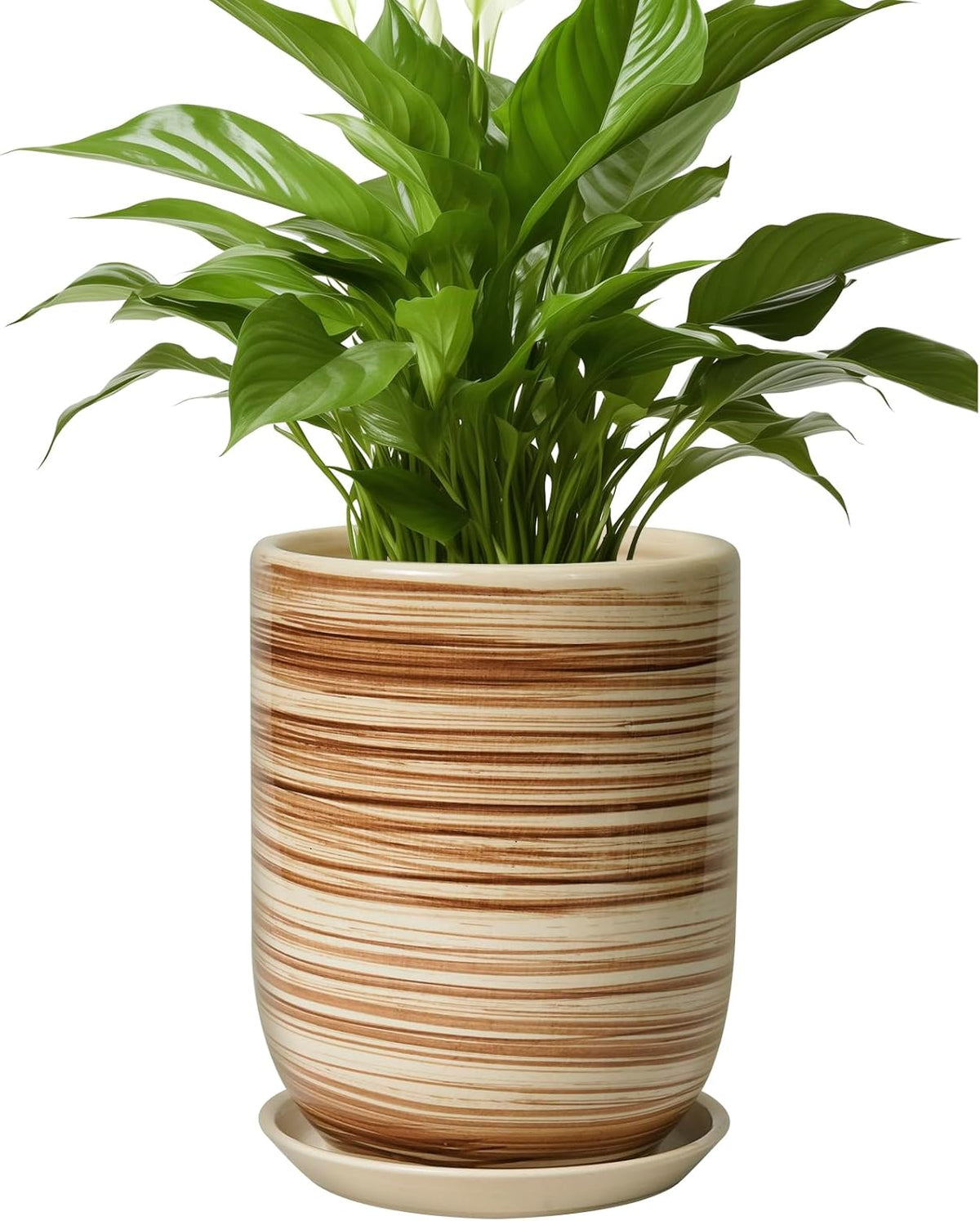 8 Inch Plant Pot, Ceramic Planter for Outdoor Plants, Large Plant Pot Indoor with Drainage Hole and