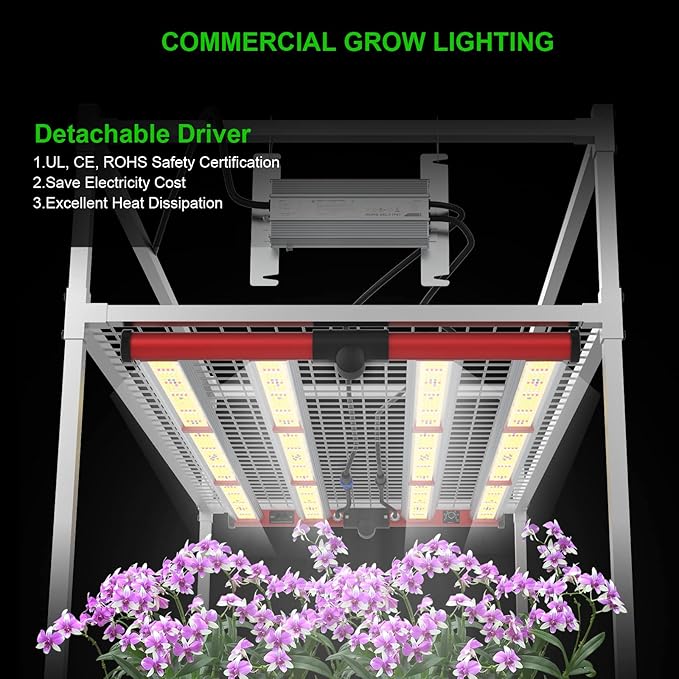 AGLEX 420W Full Spectrum LED Grow Light with UV & IR, 1360 LEDs, Dimmable Daisy Chain, High PPFD