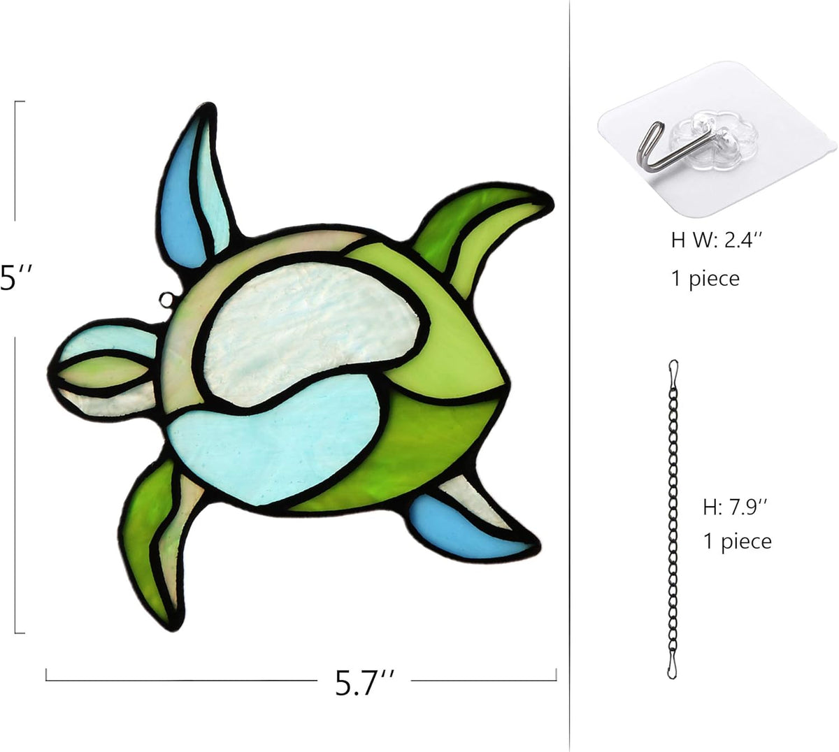 Sea Turtle Stained Glass Window Hangings Suncatcher Ornament,Sea Turtle Decor for Bathroom