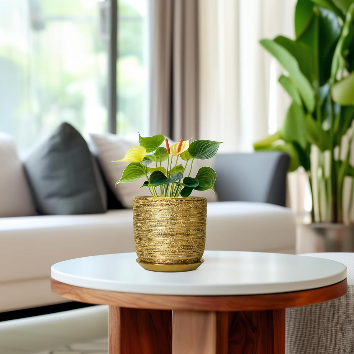 Succulent Pot 5 Inch - Ceramic Plant Pot for Indoor Flowers, Decorative Round Indoor Planter with