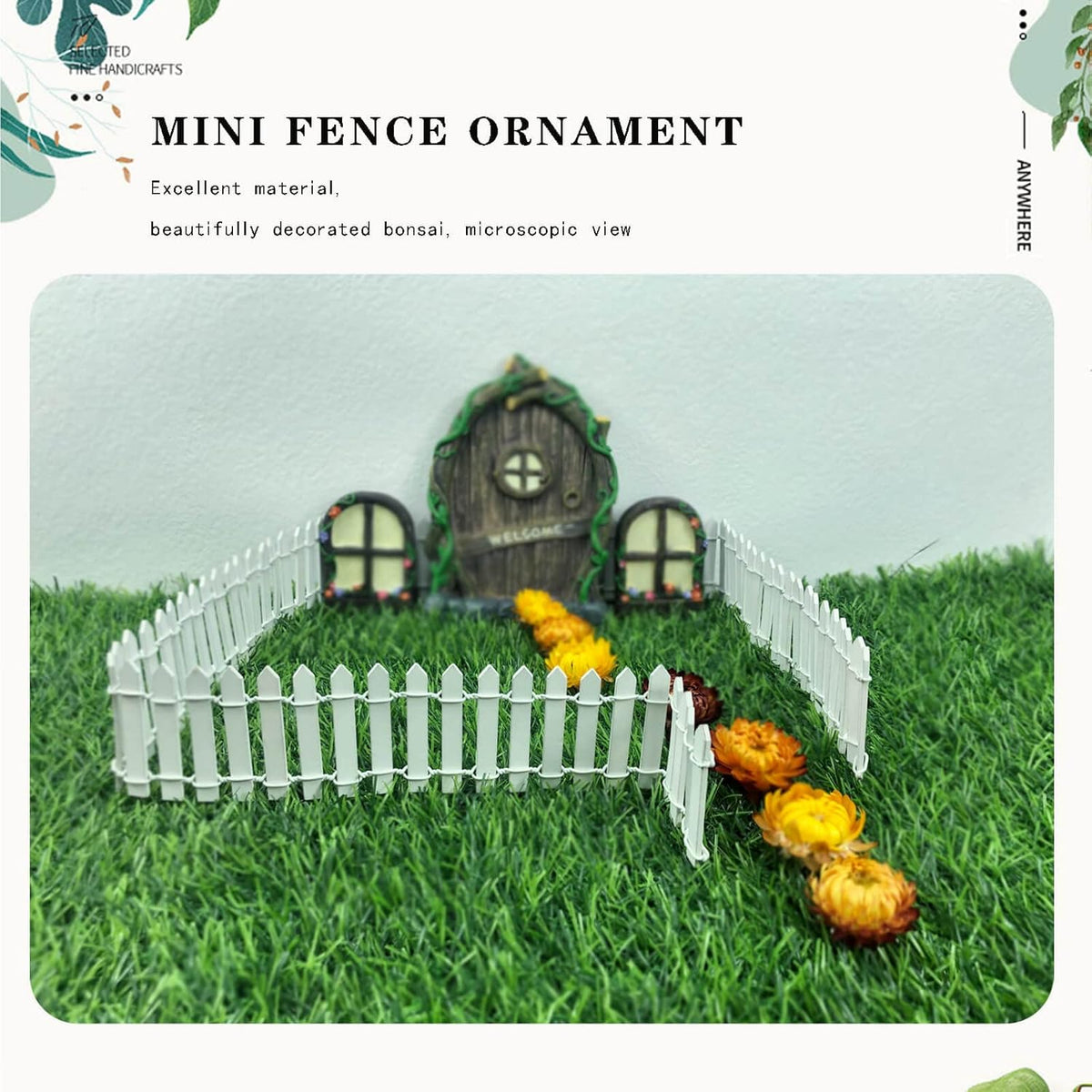 Miniature Fairy Garden Fence 35 Inches,Fairy Garden Accessories Outdoor Wood Picket Fence,DIY