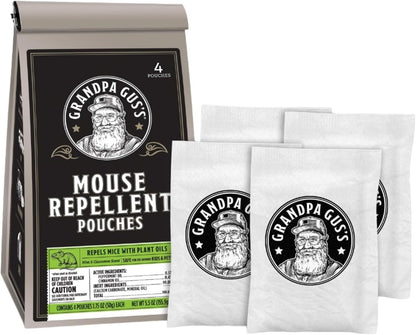 Grandpa Gus's Extra-Strength Mouse Repellent Pouches, Cinnamon/Peppermint Oils Repel Mice from