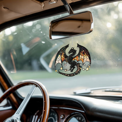 Fantasy Dragon Acrylic Suncatcher Stained Glass Effect Window Car Hanging Christmas Ornament Indoor
