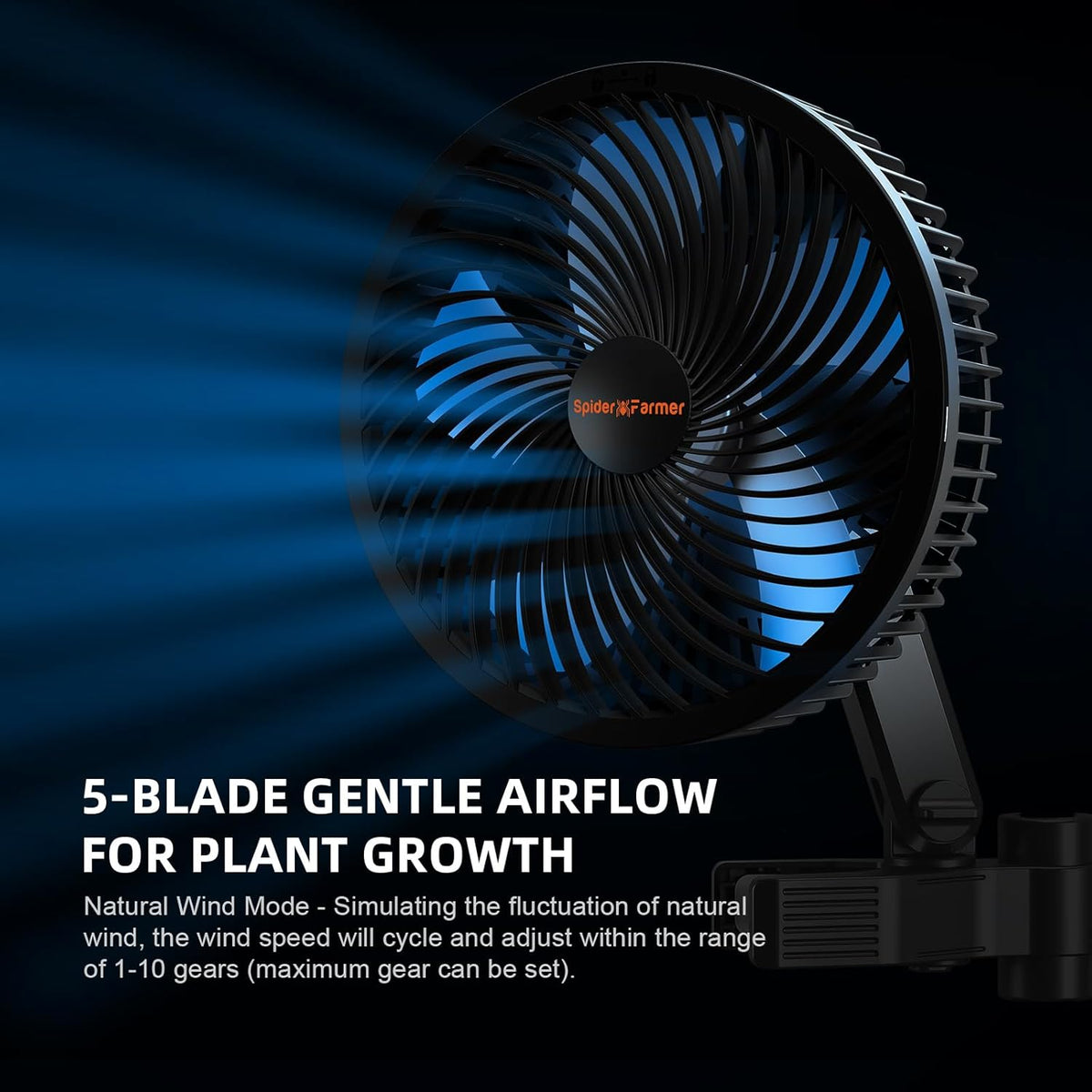 Spider Farmer New Grow Tent Clip Fan 6", EC Motor, Custom 10 Dynamic Wind Speeds and 10-Level