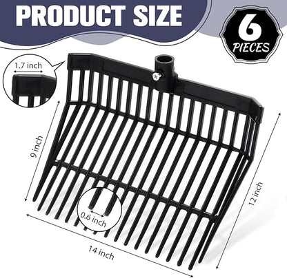 Lasnten 6 Pcs Manure Fork Replacement Head, 18 Tines Pitchfork Head with Screws and Nuts, Horse