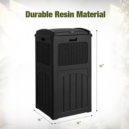 Devoko 33 Gallon Outdoor Trash Can with Dual Lid, Heavy Duty Waterproof Resin Garbage Bins Outside