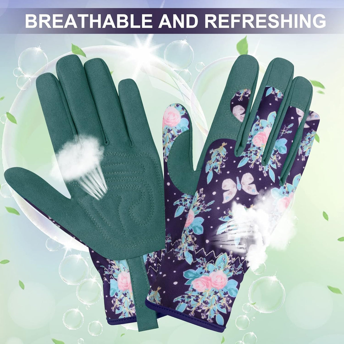 Womens Gardening Weeding Working Gloves, Leather Garden Glove for Women Thorn Proof No Stab for
